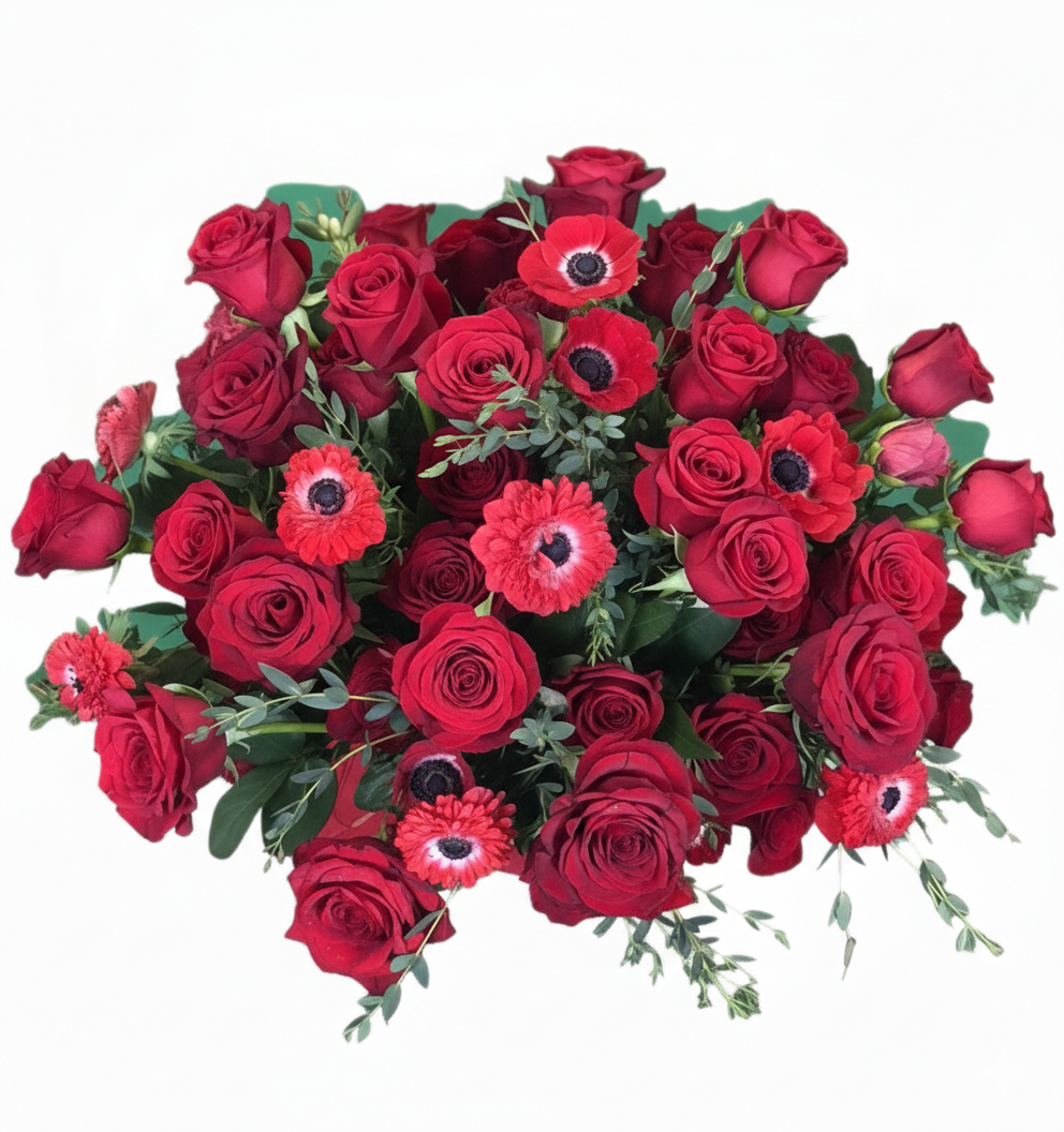 Glass Kiss 75 Red Roses