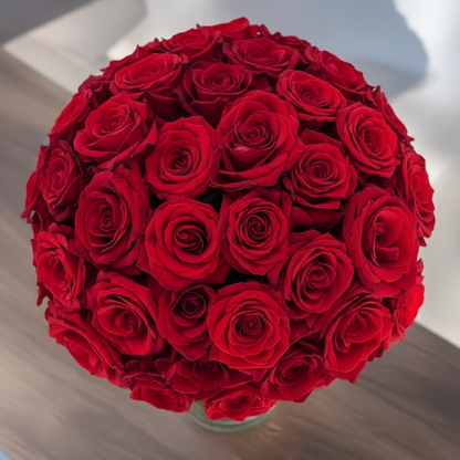Jarrón Pasión 50 Rosas rojas 
