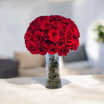 Jarrón Pasión 50 Rosas rojas 